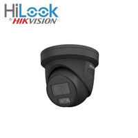 HILOOK 4K 8MP IPC-T289-MU/SL BLACK All-in-One Fixed Turret Network Camera, Blue / Red Strobe / Audio 2.8mm
