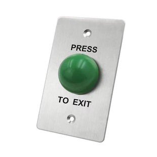 Switch plate, Wall, Stainless steel, Labelled "Press to Exit", With Green push button, Plate 70mm x 115mm, N/O,N/C contactscts