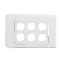 AS206 6 Gang Single Custom Blank Wall Plate Surround for 1 Mech Connector Terminal