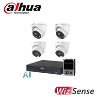 Dahua 2 x 8MP TIOC 3.0 + 2 x 8MP SMD Smart Dual Light WizSense Turret Kit with 4CH AI Wizsense NVR + 2TB HDD