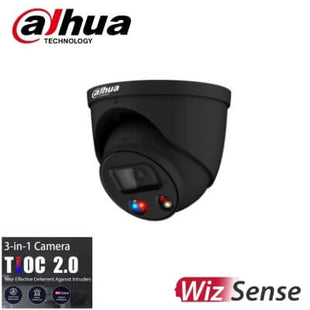 Dahua DH-IPC-HDW3649H-AS-PV-ANZ-BLK 6MP TIOC 2.0 BLACK Smart Dual Illumination Active Deterrence Fixed-focal Eyeball WizSense Network Camera 2.8MM