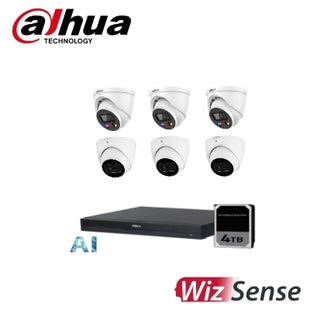 Dahua 3 x 6MP TIOC 3.0 + 3 x 6MP SMD WizSense Turret Kit with 8CH AI Wizsense NVR + 4TB HDD