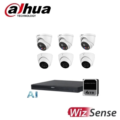 Dahua 3 x 8MP TIOC 3.0 + 3 x 8MP SMD WizSense Turret Kit with 8CH AI Wizsense NVR + 4TB HDD