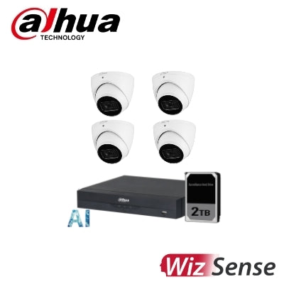 Dahua 4 x 6MP SMD WizSense Turret Kit with 4CH AI Wizsense NVR + 2TB HDD