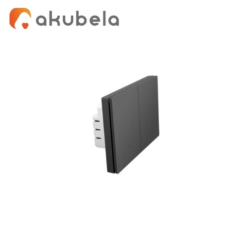 Akubela Zigbee Smart Light Switch 2 Gang Glass Surface Black