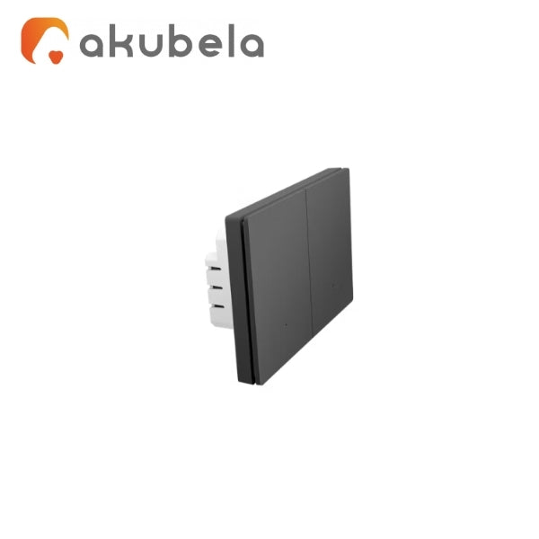 Akubela Zigbee Smart Light Switch 2 Gang Glass Surface Black