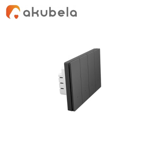 Akubela Zigbee Smart Light Switch 4 Gang Glass Surface Black