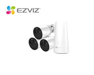 Ezviz BC1 x3 2MP Long-Life Rechargeable  Wire-Free Battery Cameras + Wi-Fi Base Station Kit