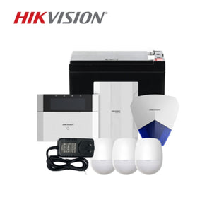 Hikvision AX HYBRID PRO Hardwired Alarm Controller Kit, 1x Keypad, 1x Siren Strobe, 3x PIR Detector