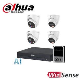 Dahua 2 x 6MP TIOC 3.0 + 2 x 6MP SMD Smart Dual Light WizSense Turret Kit with 4CH AI Wizsense NVR + 2TB HDD *NEW*