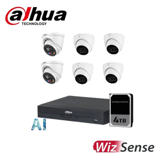 Dahua 2 x 6MP TIOC 3.0 + 4 x 5MP SMD WizSense Turret Kit with 8CH AI Wizsense NVR + 4TB HDD
