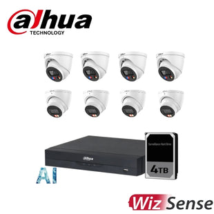 Dahua 4 x 8MP TIOC 3.0 + 4 x 8MP SMD Smart Dual Light WizSense Turret Kit with 8CH AI Wizsense NVR + 4TB HDD