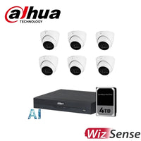 Dahua 6 x 5MP SMD WizSense Turret Kit with 8CH AI Wizsense NVR + 4TB HDD