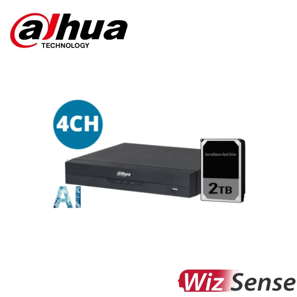 Dahua DHI-NVR4104HS-P-AI/ANZ-2T 4 Channel 4PoE Wizsense Network Video Recorder (2TB HDD Installed)
