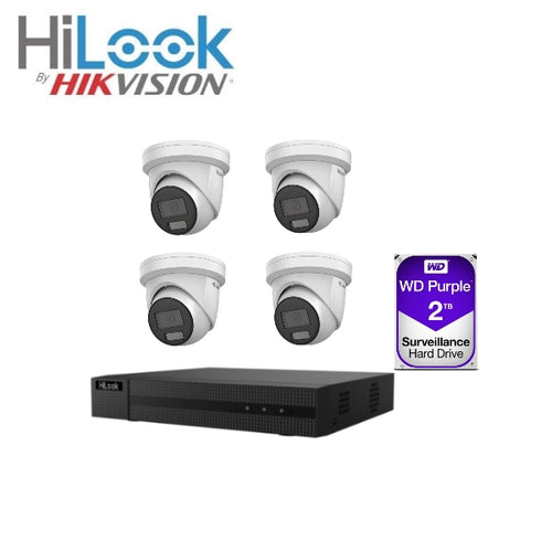 HiLook 4 x 6MP IntelliSense Turret Kit with 4 CH NVR + 2TB HDD