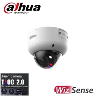 Dahua DH-IPC-HDBW3849R1-ZAS-PV 4K 8MP TIOC 2.0 Smart Dual Light Active Deterrence Vari-focal Dome WizSense Network Camera