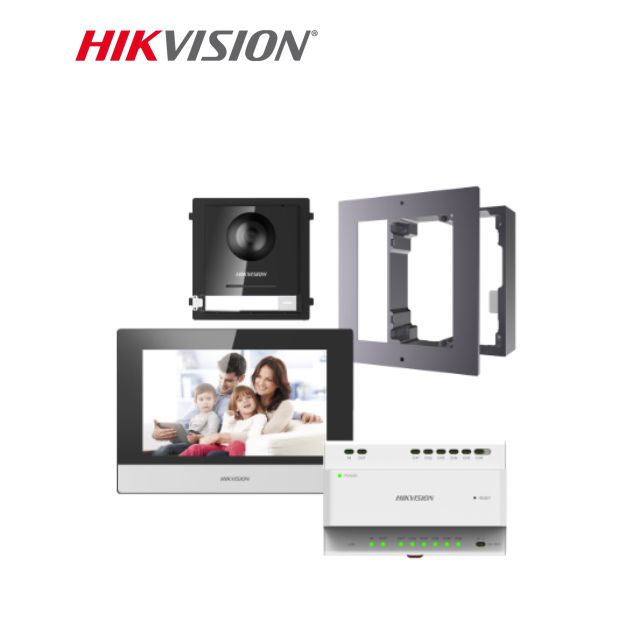 Hikvision 2nd Gen. 2 Wire Intercom Kit, 1-to-1, Door & Room Station, Flush Mount