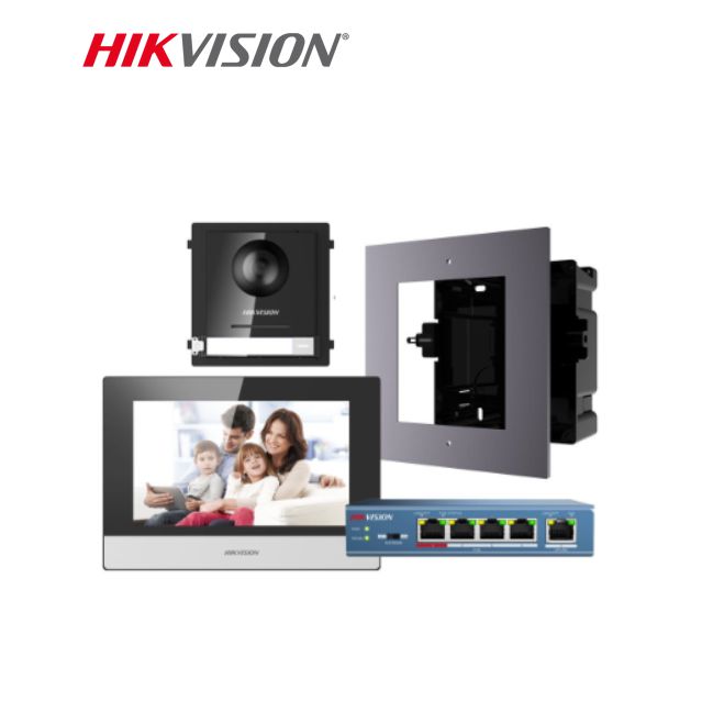 Hikvision 2nd Gen IP Intercom Kit, 1 to 1 Villa, Door & Room Station with Flush Mount